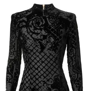 Balmain x H&M  BLACK VELVET EMBOSSED DRESS